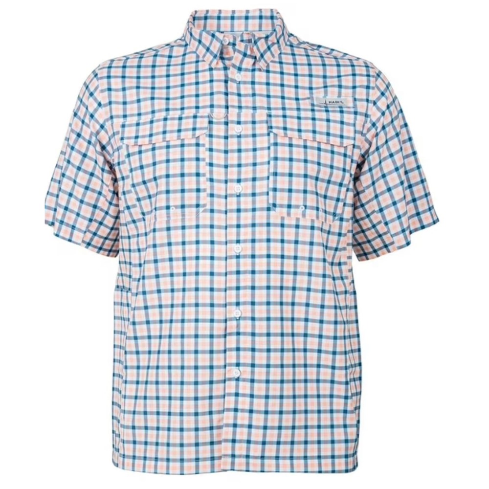 Habit Coastal Villa SS River Shirt Mens 2XL Tackle Plaid Deep Dive Fishing UPF50